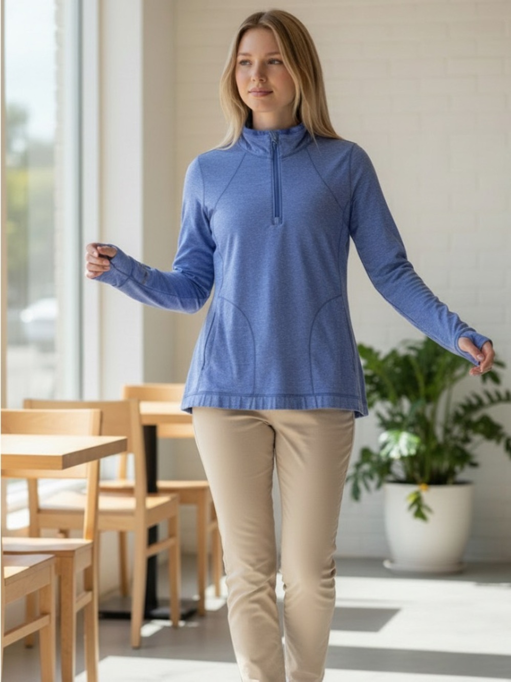 Lululemon Heathered Periwinkle Blue Quarter-Zip Pullover size 12 like new